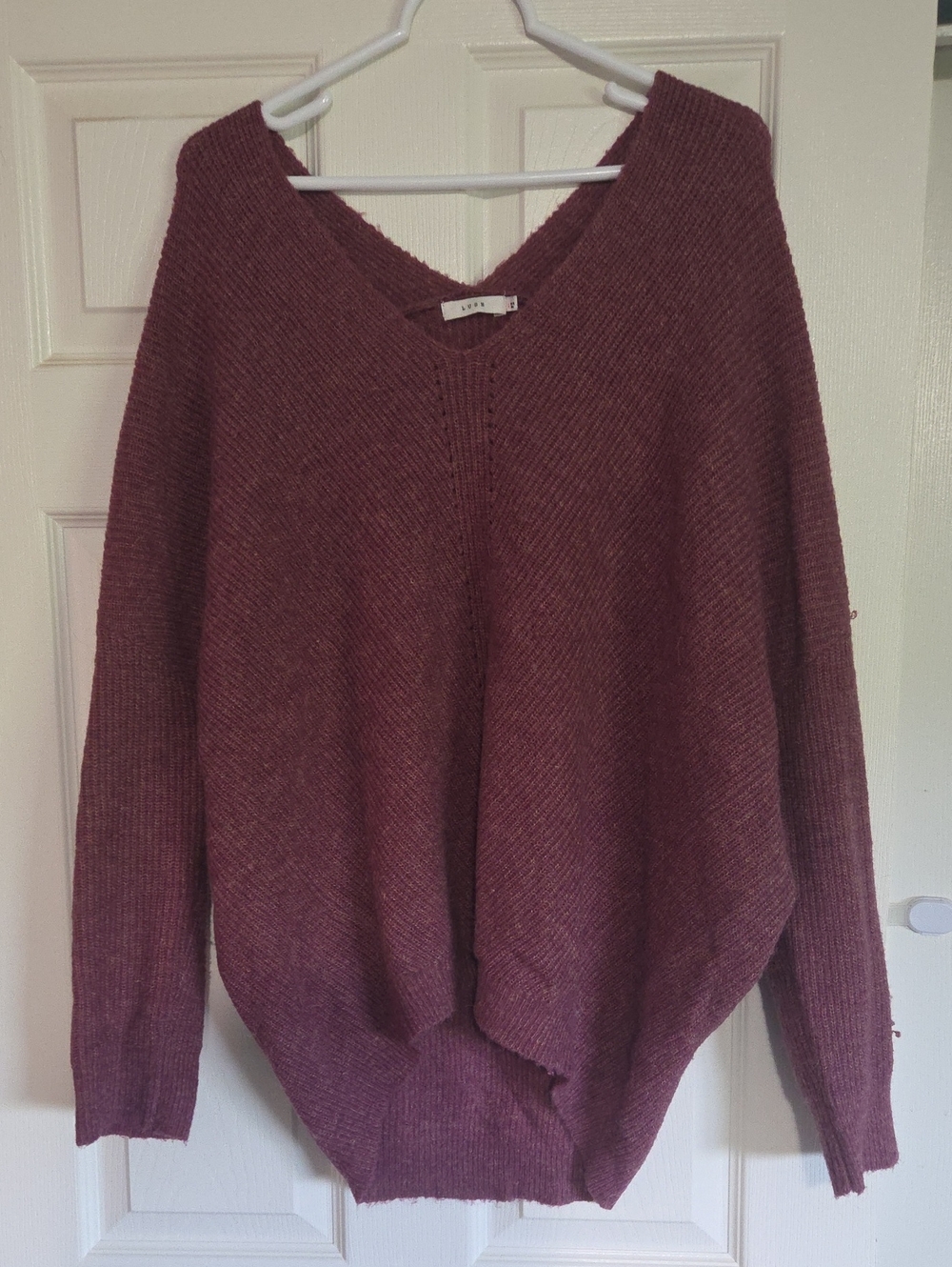 Lush V-Neck Sweater in Deep Burgundy